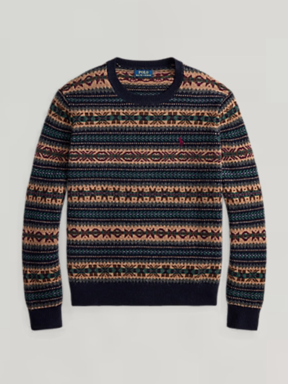 Polo Ralph Lauren Men’s FAIR ISLE 100% Wool Knit Crewneck Sweater Sz Large NWT